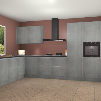 Beton Parelgrijs greeploze keuken Debrecen 70396