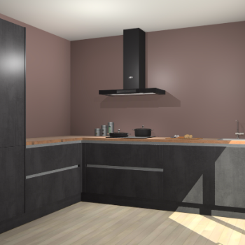 Beton Zwarte greeploze keuken Antibes 62810