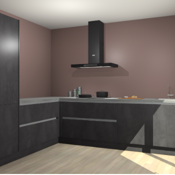 Beton Zwarte greeploze keuken Antibes 62878