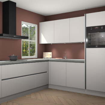 Zijdegrijze hoogglans greeploze keuken Leeds 85370