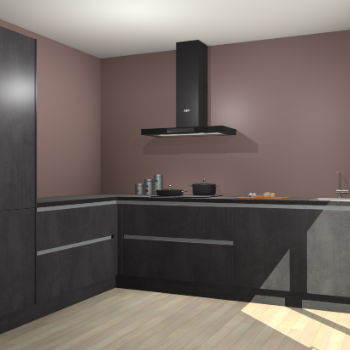 Beton Zwarte greeploze keuken Antibes 62890