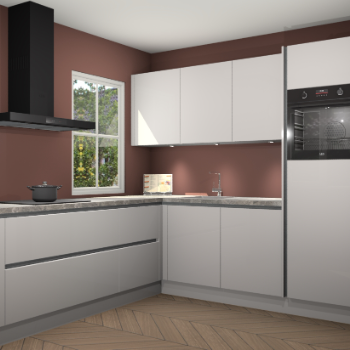 Zijdegrijze hoogglans greeploze keuken Leeds 85383