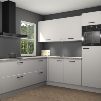 Zijdegrijze hoogglans keuken Leeds 85384