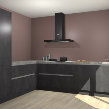 Beton Zwarte greeploze keuken Antibes 62896