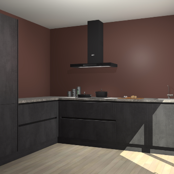 Beton Zwarte greeploze keuken Antibes 62899