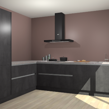 Beton Zwarte greeploze keuken Antibes 62953