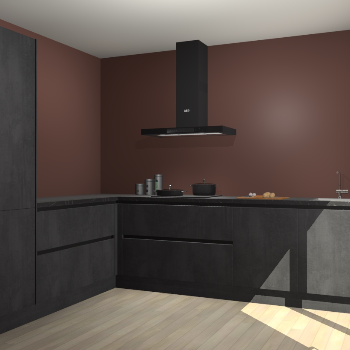 Beton Zwarte greeploze keuken Antibes 62962