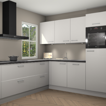 Zijdegrijze hoogglans keuken Leeds 85395