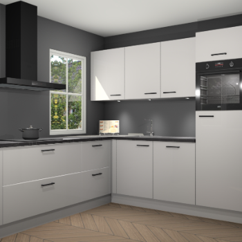 Zijdegrijze hoogglans keuken Leeds 85398