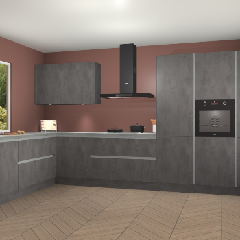 Beton Antraciet greeploze keuken Debrecen 70444