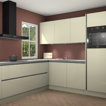 Magnolia hoogglans greeploze keuken Leeds 85412