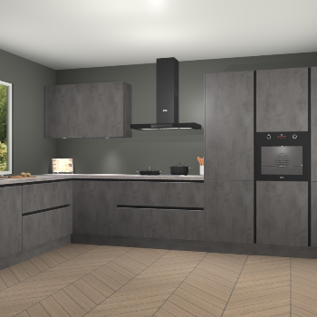 Beton Antraciet greeploze keuken Debrecen 70466