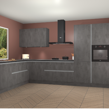 Beton Antraciet greeploze keuken Debrecen 70469