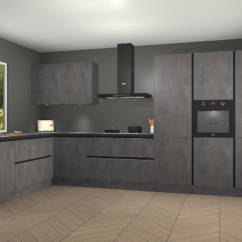 Beton Antraciet greeploze keuken Debrecen 70472