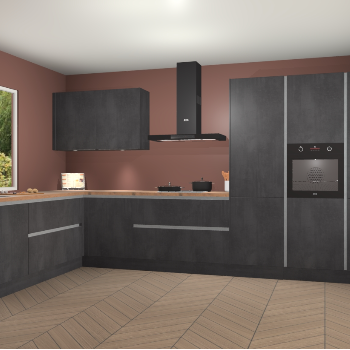 Beton Zwarte greeploze keuken Debrecen 70315