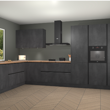 Beton Zwarte greeploze keuken Debrecen 70319