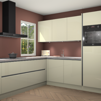 Magnolia hoogglans greeploze keuken Leeds 85430