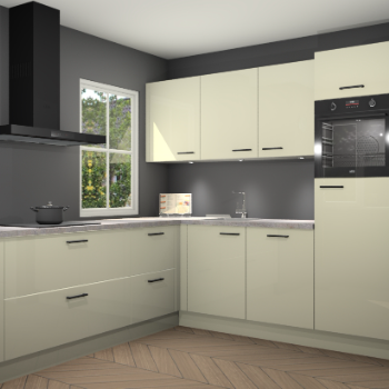 Magnolia hoogglans keuken Leeds 85431