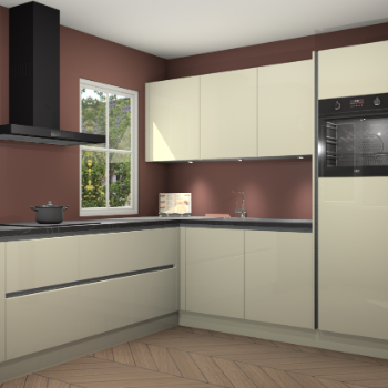 Magnolia hoogglans greeploze keuken Leeds 85436