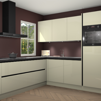 Magnolia hoogglans greeploze keuken Leeds 85439