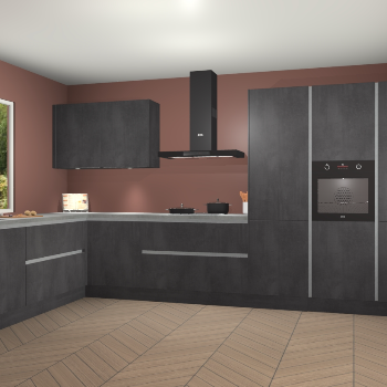 Beton Zwarte greeploze keuken Debrecen 70698