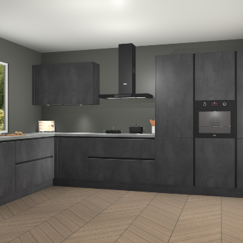 Beton Zwarte greeploze keuken Debrecen 70701