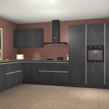 Beton Zwarte greeploze keuken Debrecen 70705