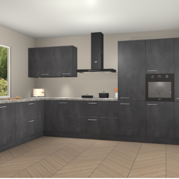 Beton Zwarte keuken Debrecen 70714