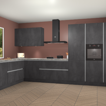 Beton Zwarte greeploze keuken Debrecen 70716