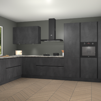 Beton Zwarte greeploze keuken Debrecen 70719