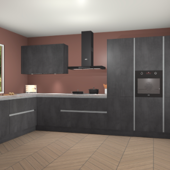 Beton Zwarte greeploze keuken Debrecen 70722