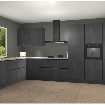 Beton Zwarte greeploze keuken Debrecen 70725