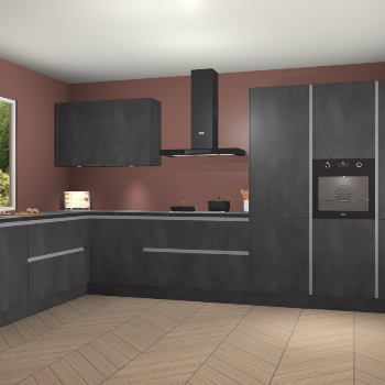 Beton Zwarte greeploze keuken Debrecen 70728