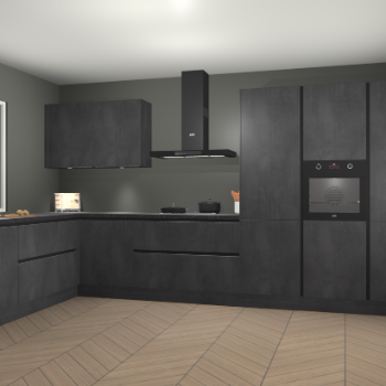 Beton Zwarte greeploze keuken Debrecen 70731