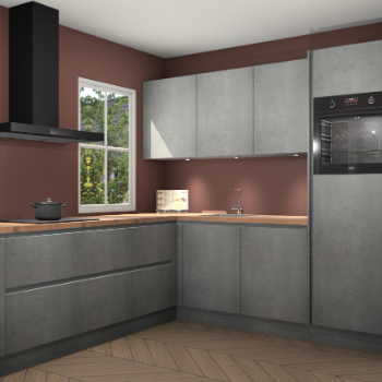 Beton parelgrijs greeploze keuken Leeds 85667