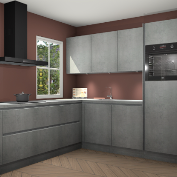 Beton parelgrijs greeploze keuken Leeds 87148