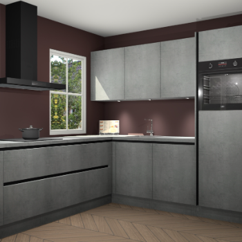 Beton parelgrijs greeploze keuken Leeds 87151