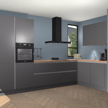 Onyxgrijze greeploze keuken Vlaanderen 46981