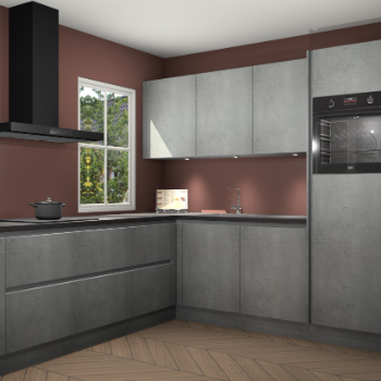 Beton parelgrijs greeploze keuken Leeds 87154