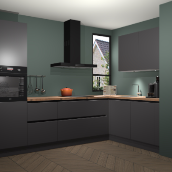 Onyxgrijze greeploze keuken Vlaanderen 46984