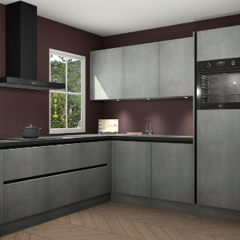 Beton parelgrijs greeploze keuken Leeds 87157