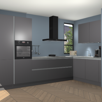 Onyxgrijze greeploze keuken Vlaanderen 47001