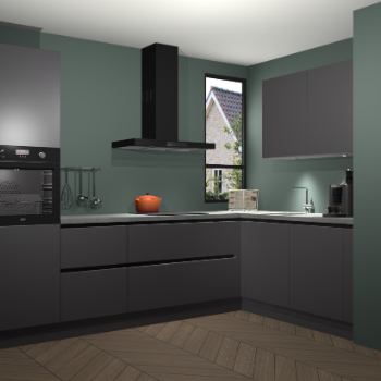 Onyxgrijze greeploze keuken Vlaanderen 47004