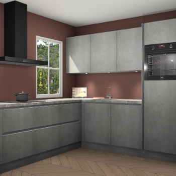 Beton parelgrijs greeploze keuken Leeds 87160