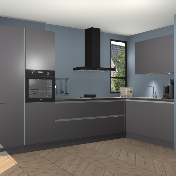 Onyxgrijze greeploze keuken Vlaanderen 47030