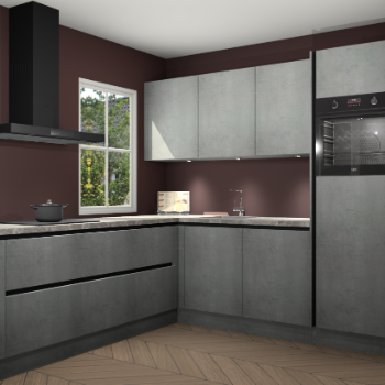 Beton parelgrijs greeploze keuken Leeds 87163