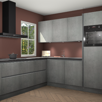 Beton parelgrijs greeploze keuken Leeds 87172