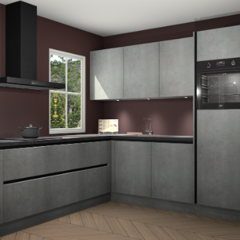 Beton parelgrijs greeploze keuken Leeds 87175