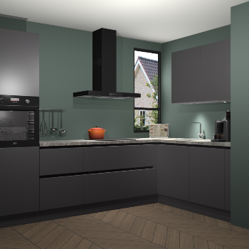 Onyxgrijze greeploze keuken Vlaanderen 47071