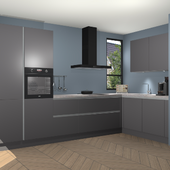 Onyxgrijze greeploze keuken Vlaanderen 47074
